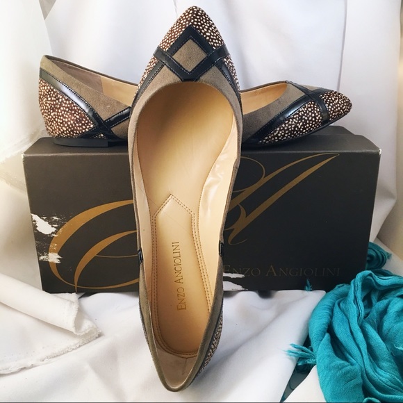Enzo Angiolini Shoes - ENZO ANGIOLINI Suede & Fur Colorblock Flats